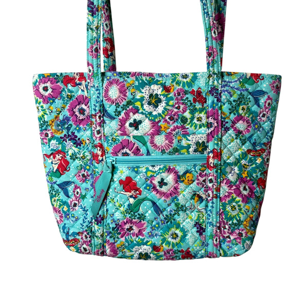 Vera Bradley Disney Small Vera Tote Handbag Little Mermaid Ariel Floral Blue - Picture 4 of 14